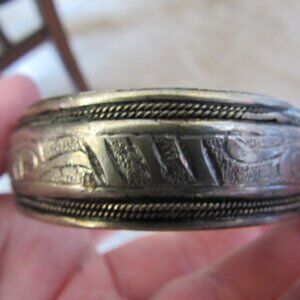 Vintage Sterling Silver Stamped Bangle Handmade Native Jewelry